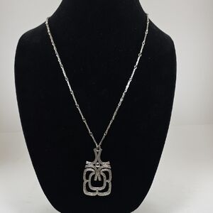 Avon Silver Geometric Pendant Necklace